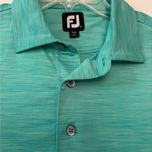 FootJoy Golf Polo Shirt Men’s Large Teal Space-Dye ProDry Performance - Picture 2 of 5